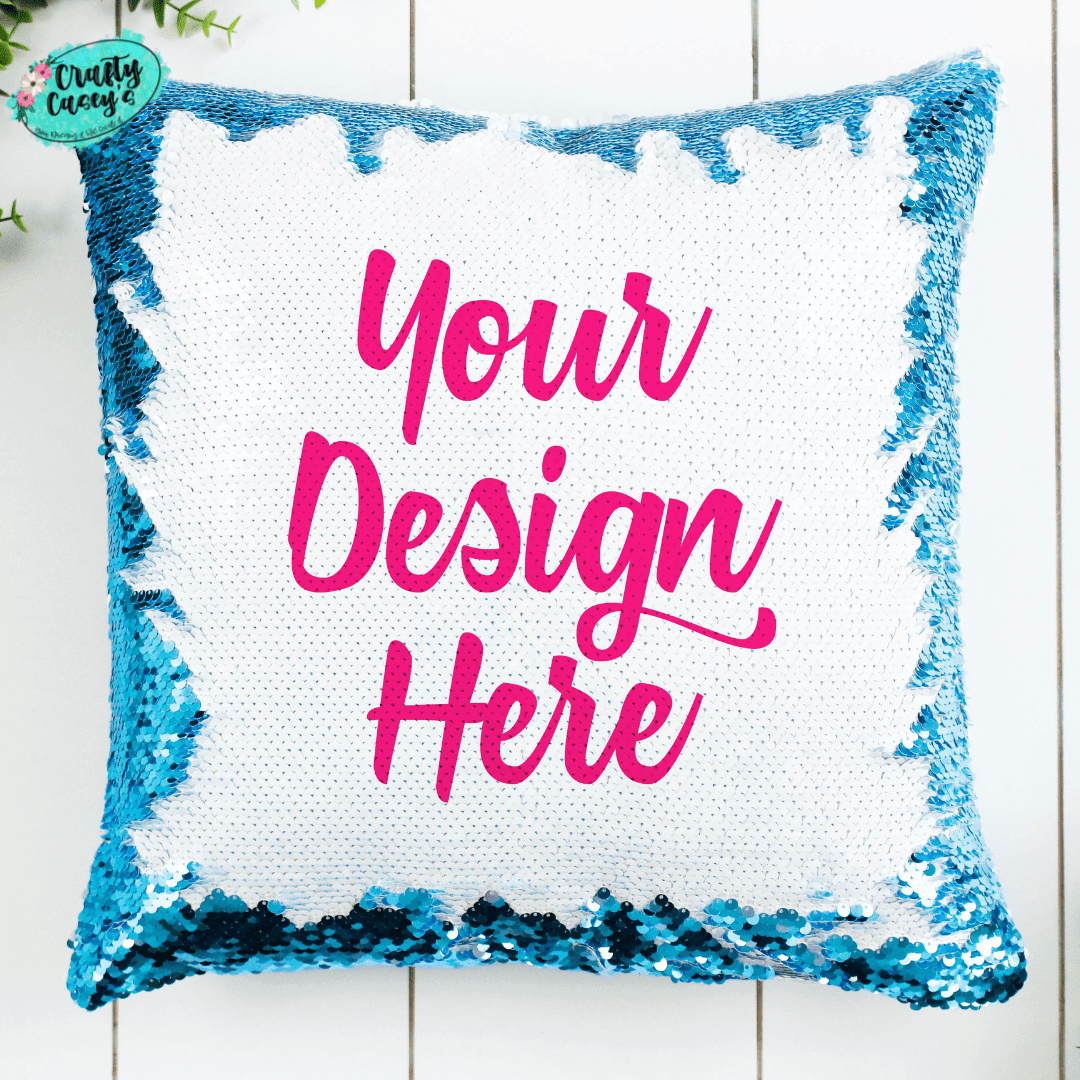 Crafty Casey's Christmas Sequin Pillows 18x18 in / Silver Sequin Personalized Sequin Pillows-Text or Photo - Throw Pillow Cover