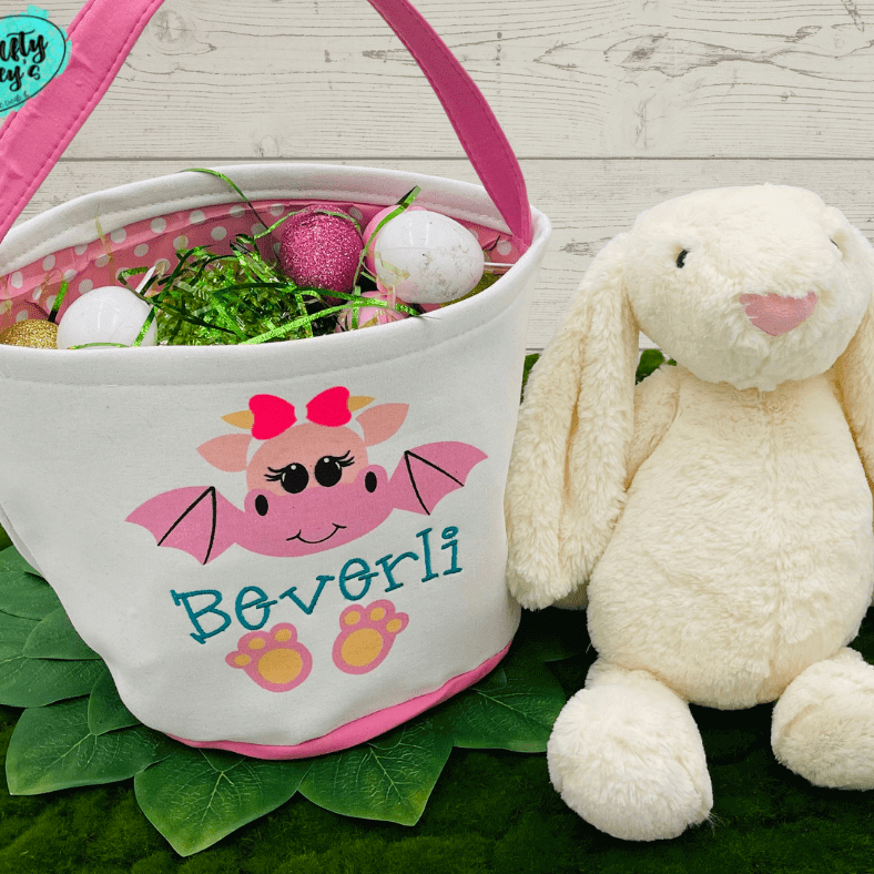 Pink Baby Dragon Easter Baskets-Personalized-Embroidered