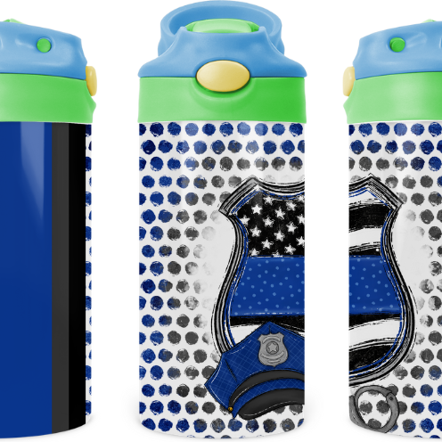 Police Badge Kids 12 oz Water Bottle Flip Top