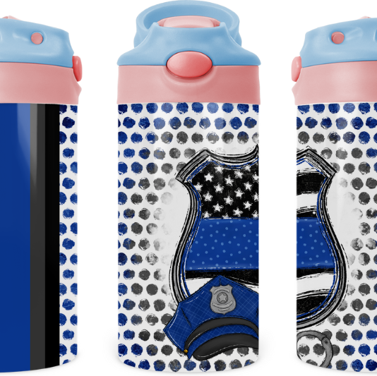 Police Badge Kids 12 oz Water Bottle Flip Top