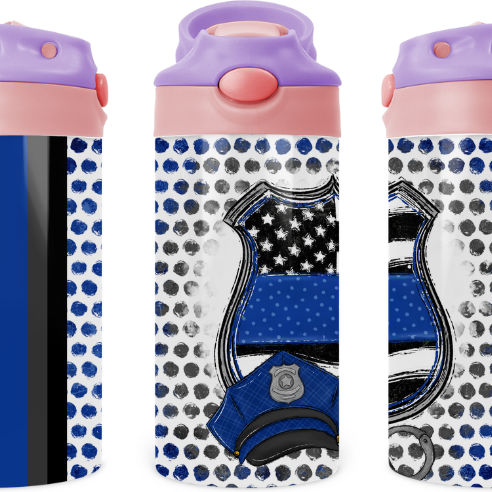 Police Badge Kids 12 oz Water Bottle Flip Top