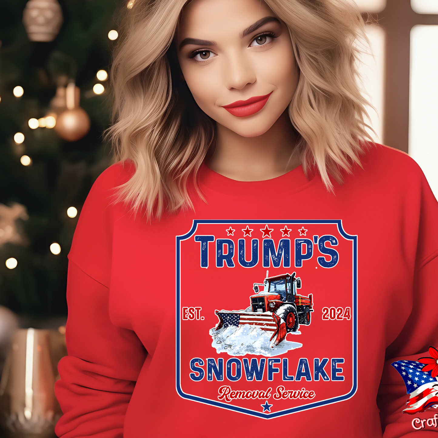 Pro-Trump "Snowflake Removal Service"2024 Crew Neck Patriotic Humor Tee