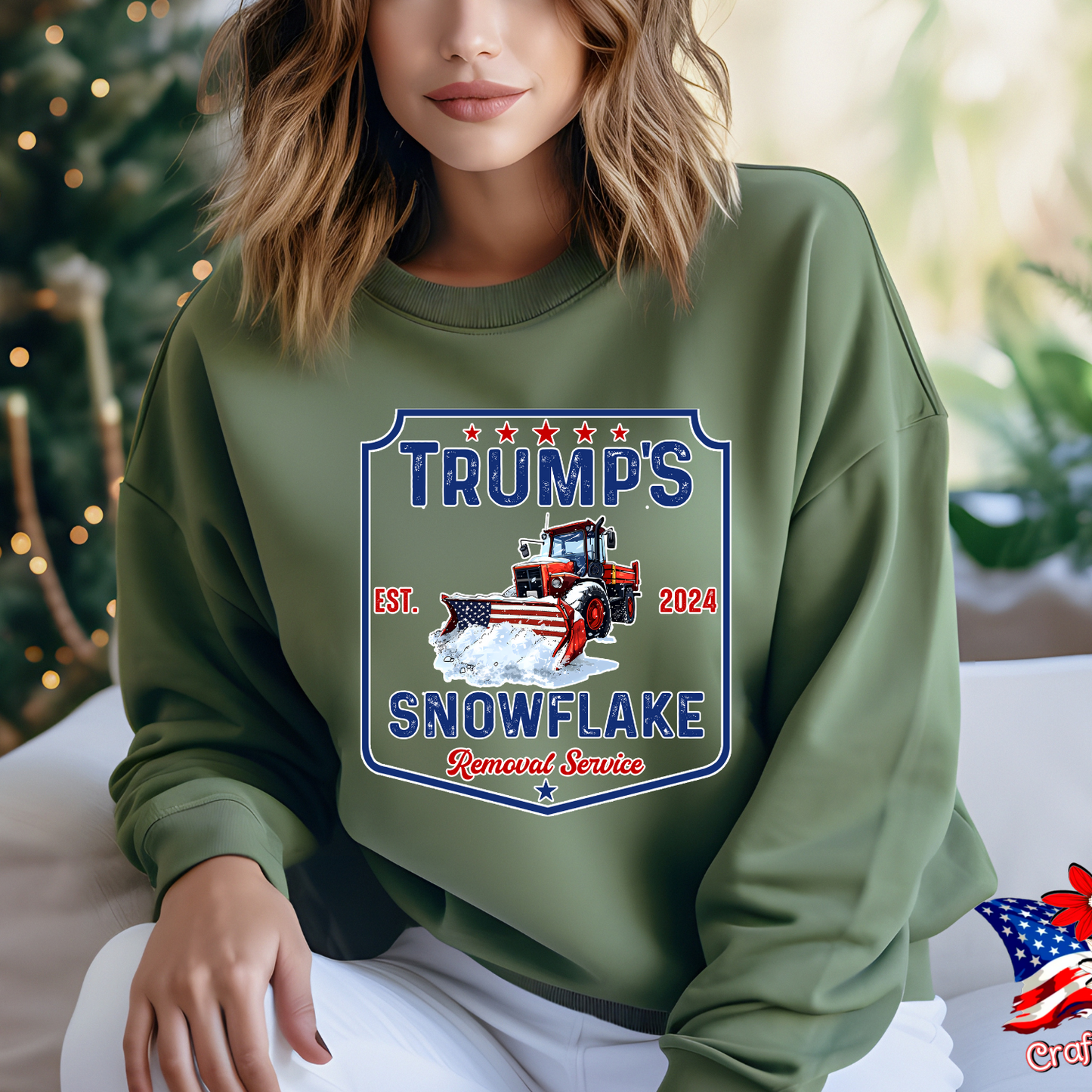 Pro-Trump "Snowflake Removal Service"2024 Crew Neck Patriotic Humor Tee