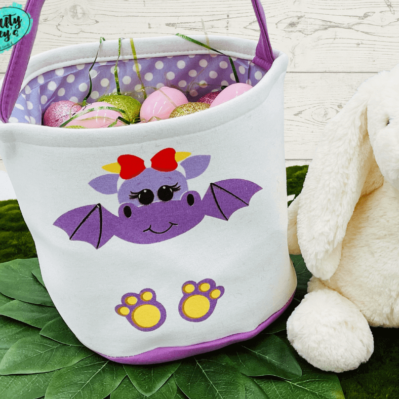 Purple Baby Dragon Easter Basket-Personalized-Embroidered