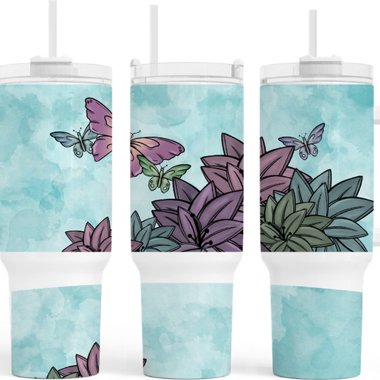 Purple Butterflies 40 oz. Tumbler