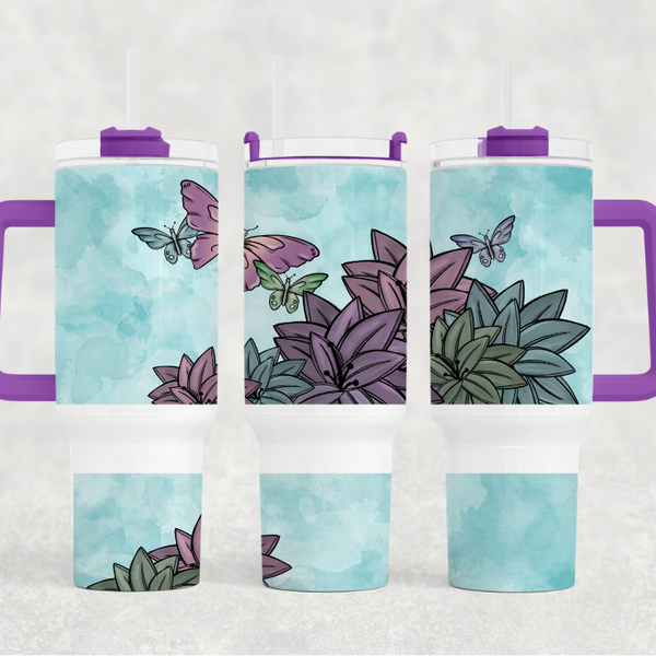 Purple Butterflies 40 oz. Tumbler