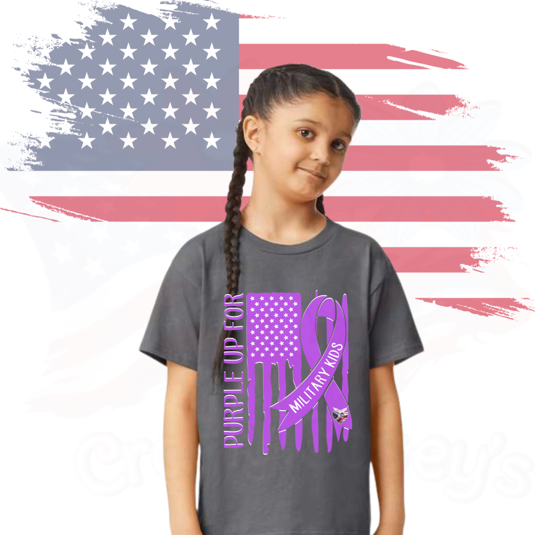 Purple Up Flag Military Child Hope For 22 A Day Youth & Adult Tee