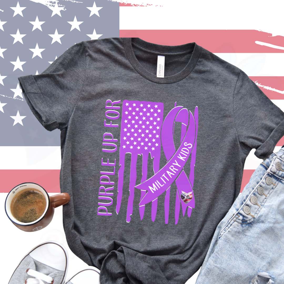 Purple Up Flag Military Child Hope For 22 A Day Youth & Adult Tee