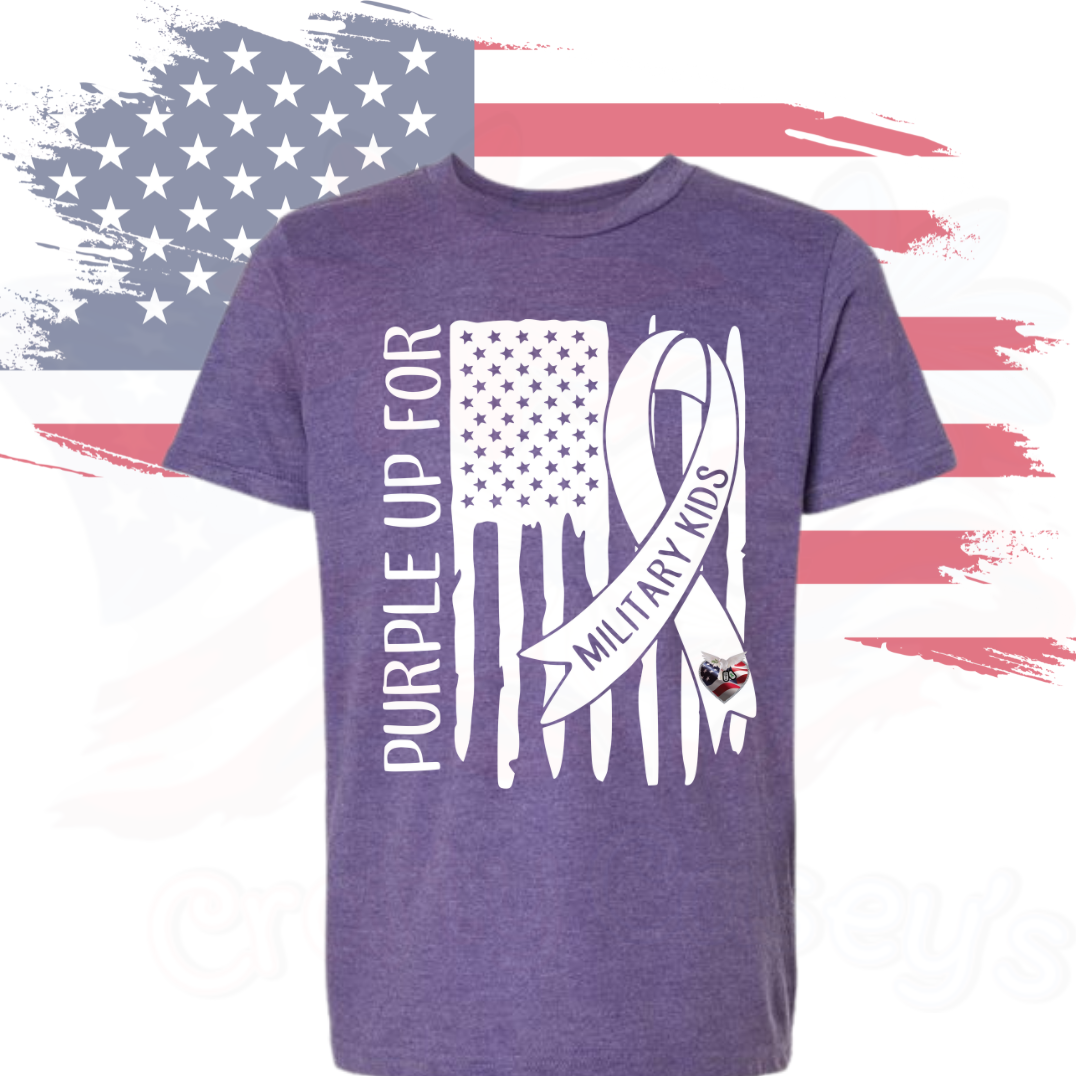 Purple Up Flag Military Child Hope For 22 A Day Youth & Adult Tee