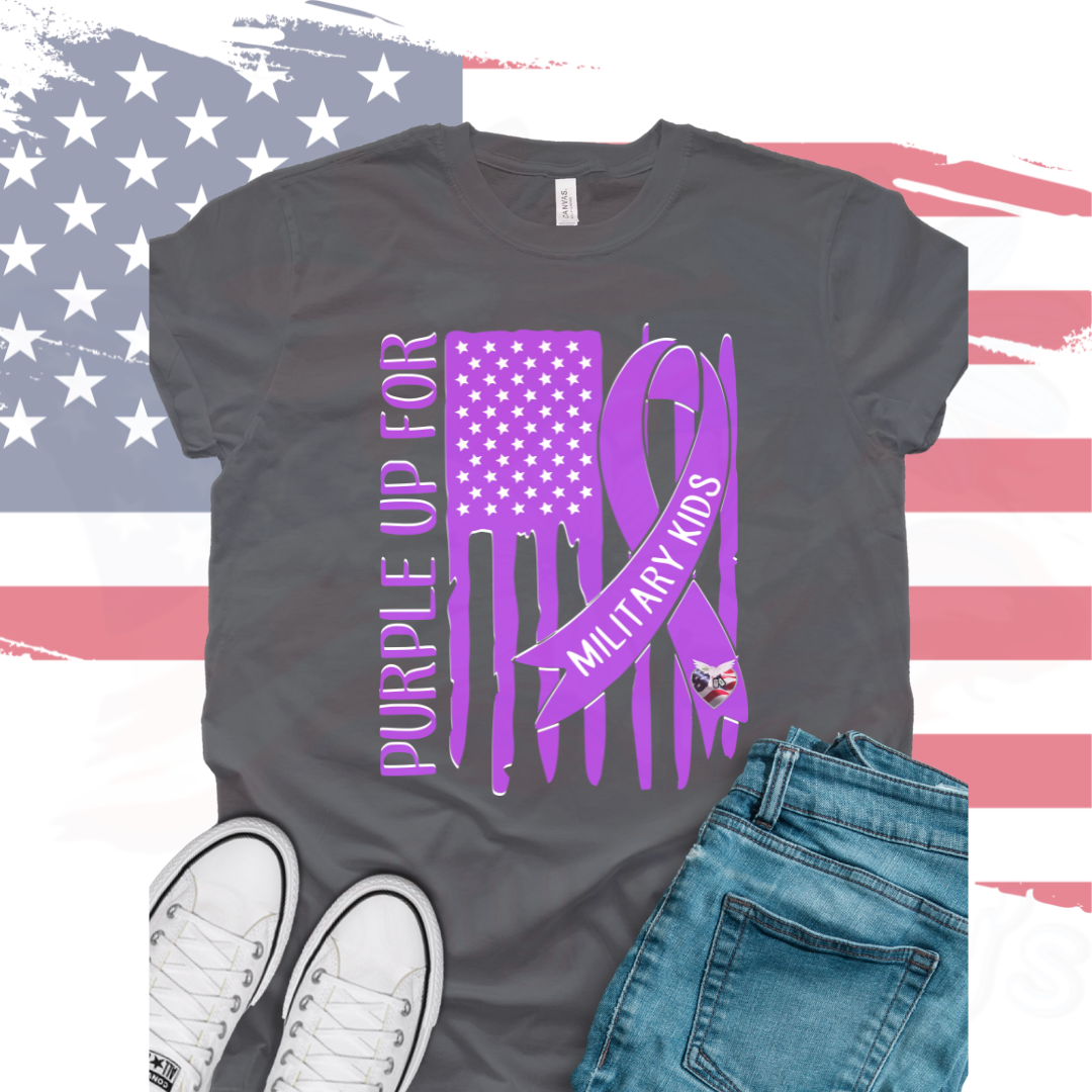 Purple Up Flag Military Child Hope For 22 A Day Youth & Adult Tee