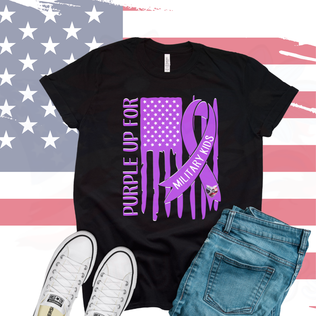 Purple Up Flag Military Child Hope For 22 A Day Youth & Adult Tee
