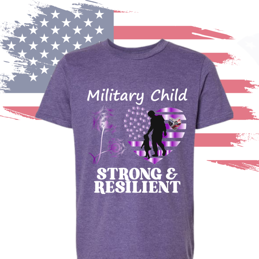 Purple Up Heart Flag Military Child Hope For 22 A Day Youth & Adult Tee