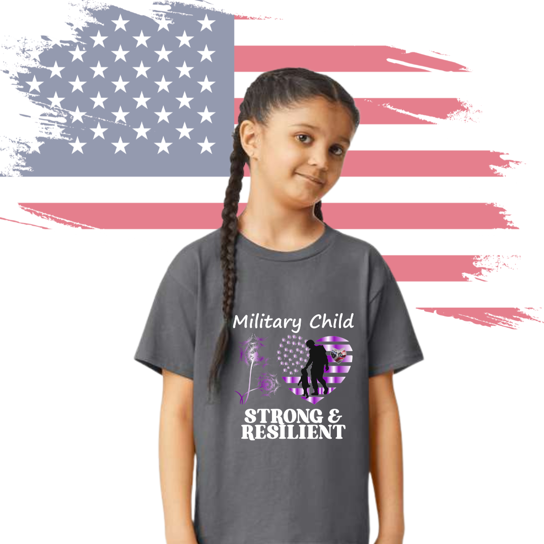 Purple Up Heart Flag Military Child Hope For 22 A Day Youth & Adult Tee