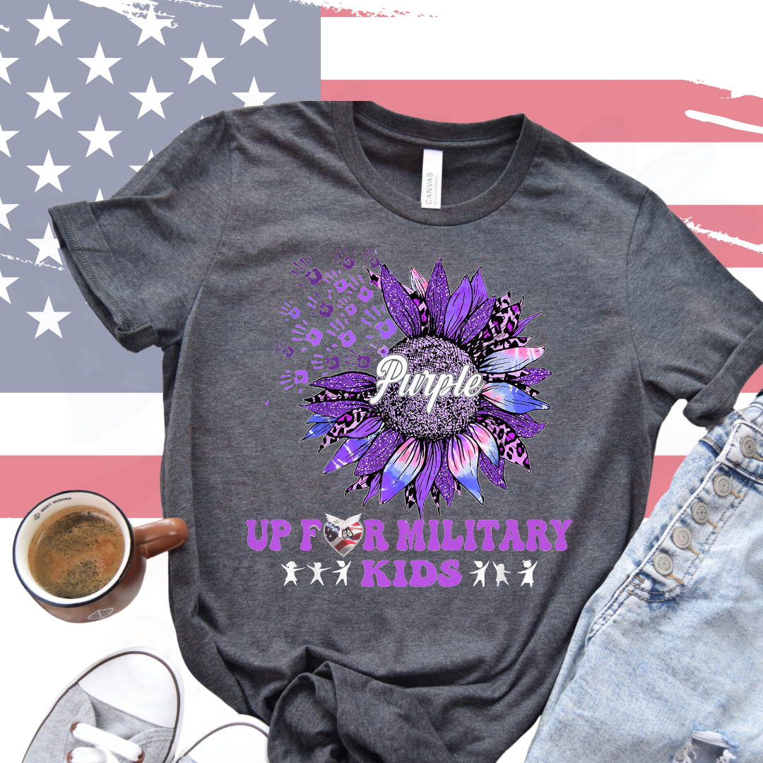 Purple Up Sunflower Military Child Hope For 22 A Day Youth & Adult Tee