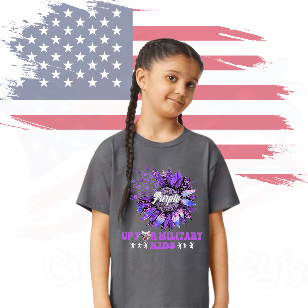 Purple Up Sunflower Military Child Hope For 22 A Day Youth & Adult Tee