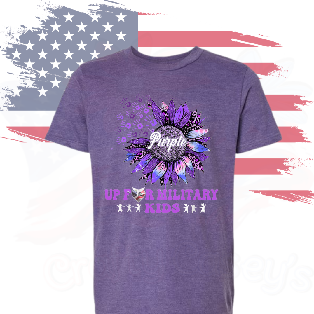 Purple Up Sunflower Military Child Hope For 22 A Day Youth & Adult Tee