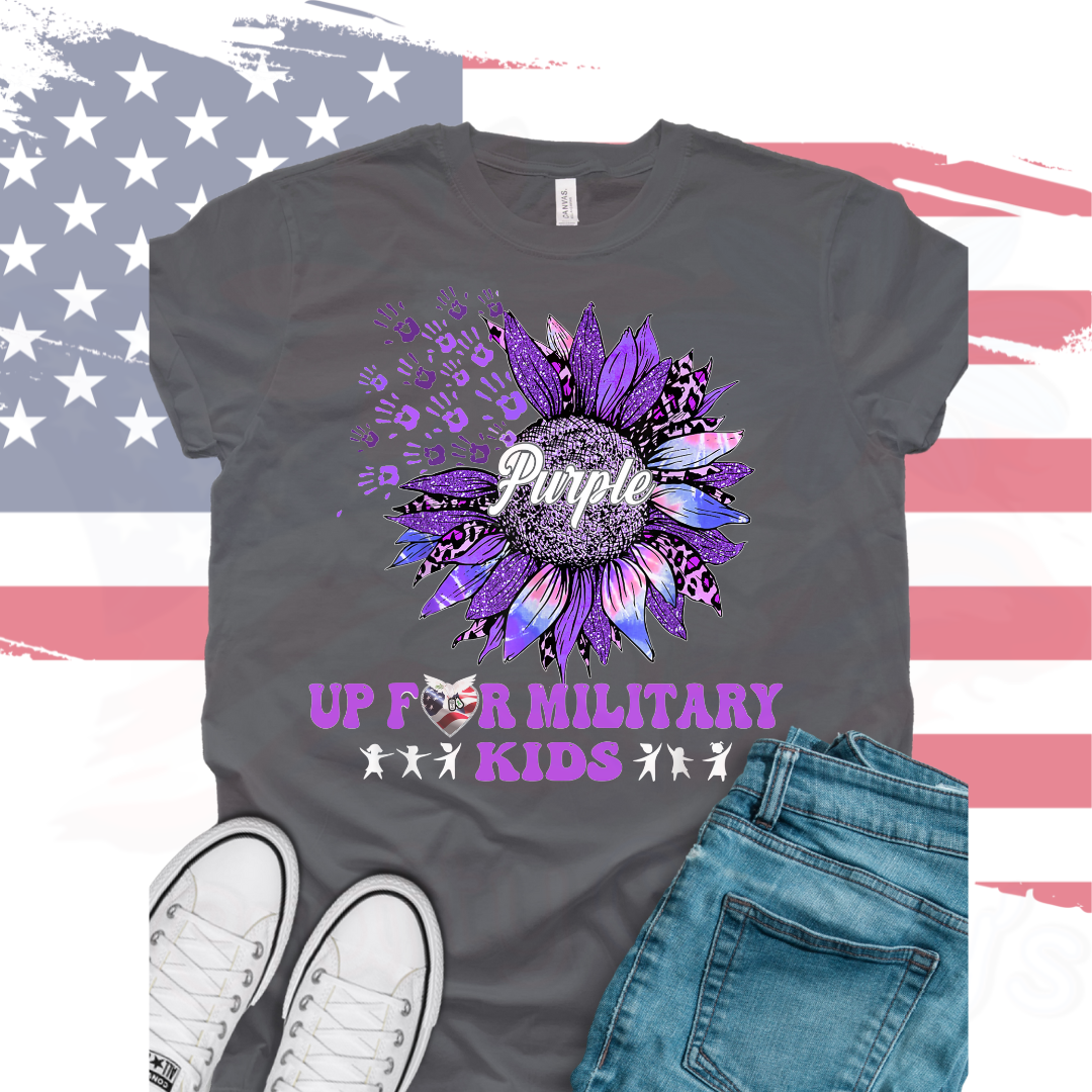 Purple Up Sunflower Military Child Hope For 22 A Day Youth & Adult Tee