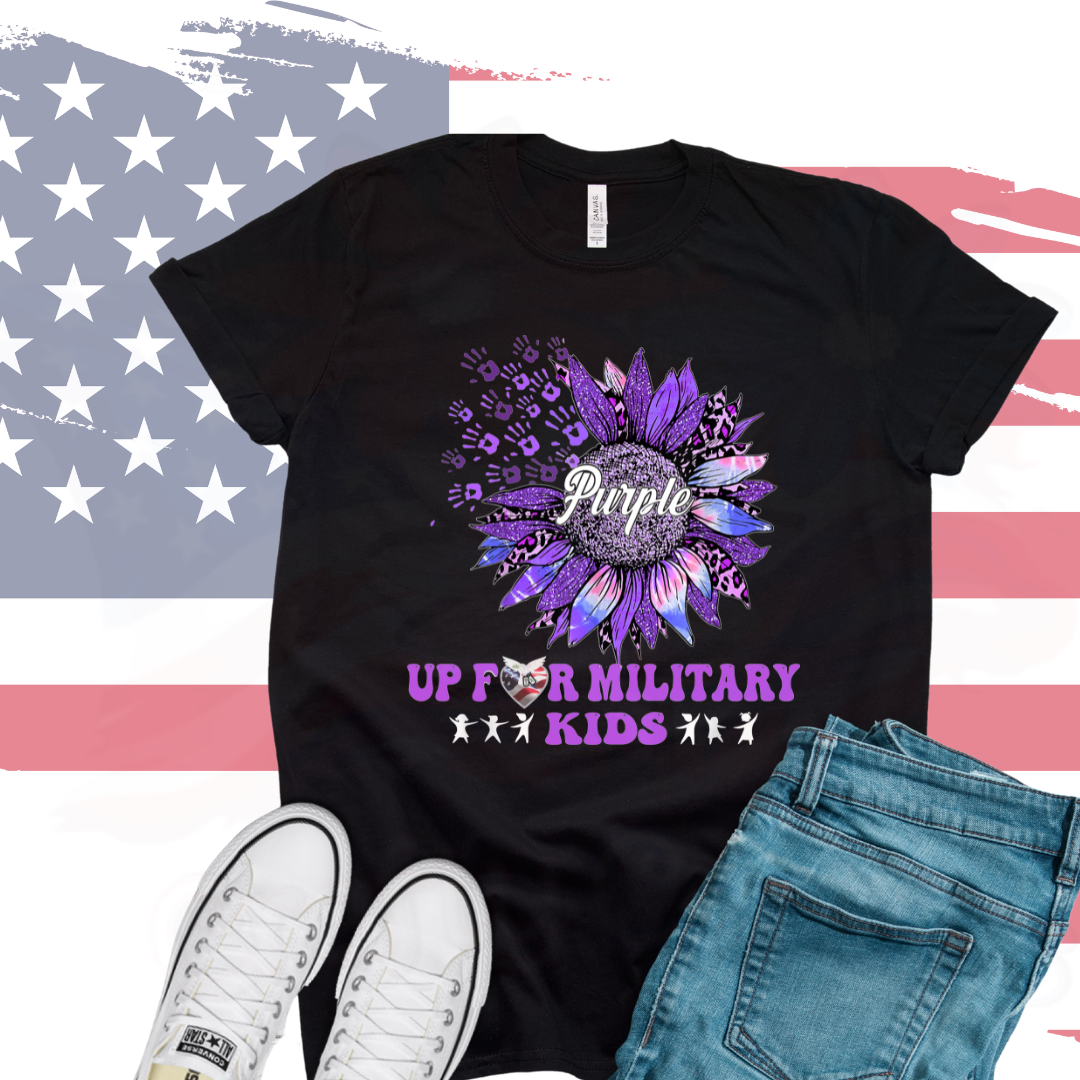 Purple Up Sunflower Military Child Hope For 22 A Day Youth & Adult Tee