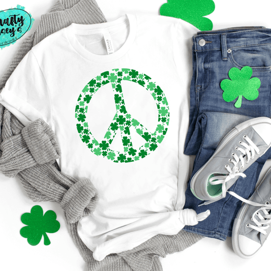 Retro Peace Sign Saint Patrick's Day Tee