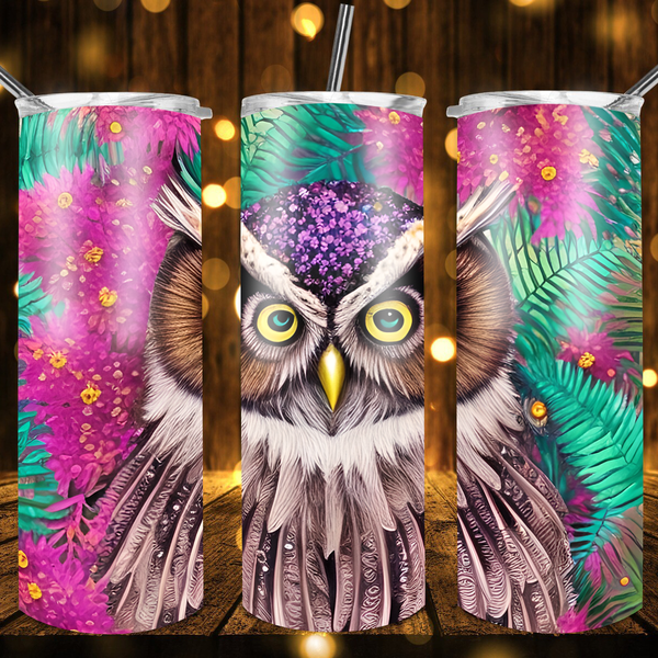 Retro Rainbow Owl Tumbler