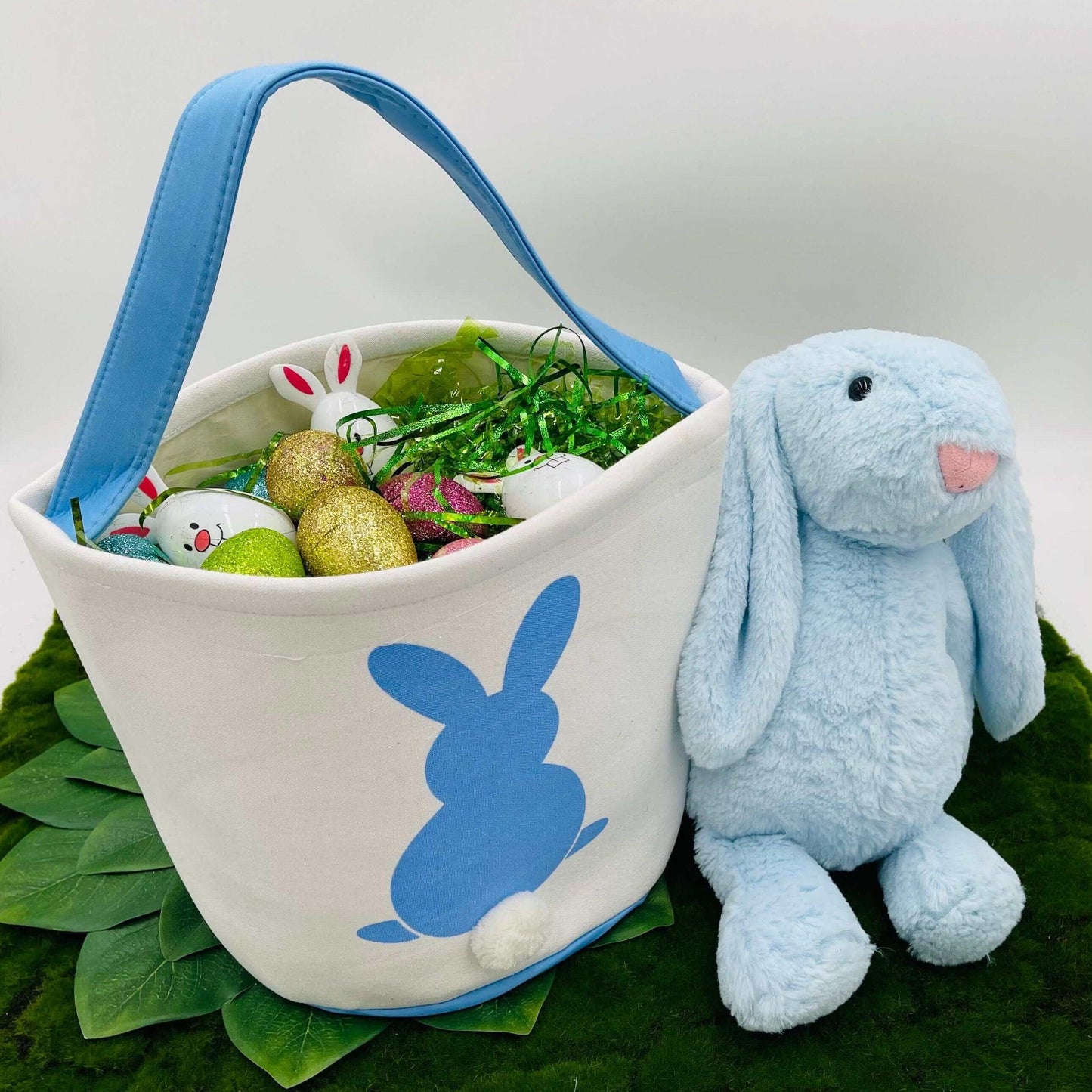 Solid Blue Easter Bunny-Easter Basket-Personalized-Embroidered
