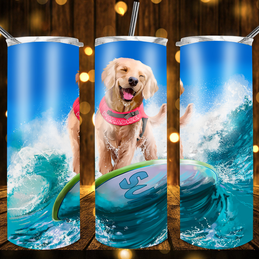 Surffing The Sea Puppie Tumbler