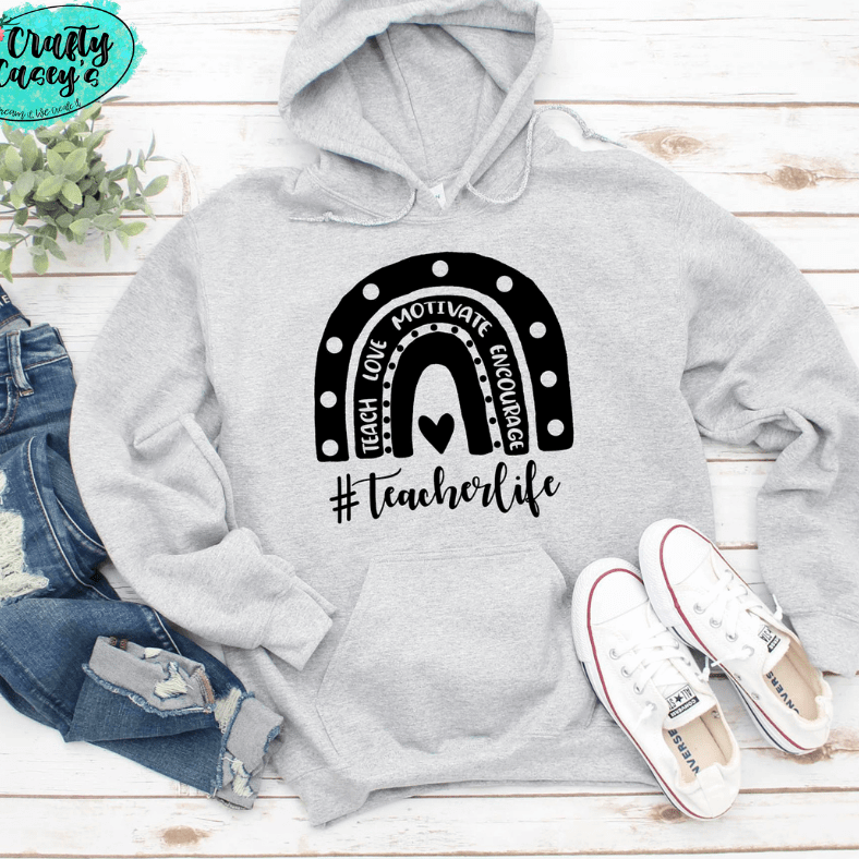Teach Love Motivate Encourage Teacher Life Rainbow Hoodie