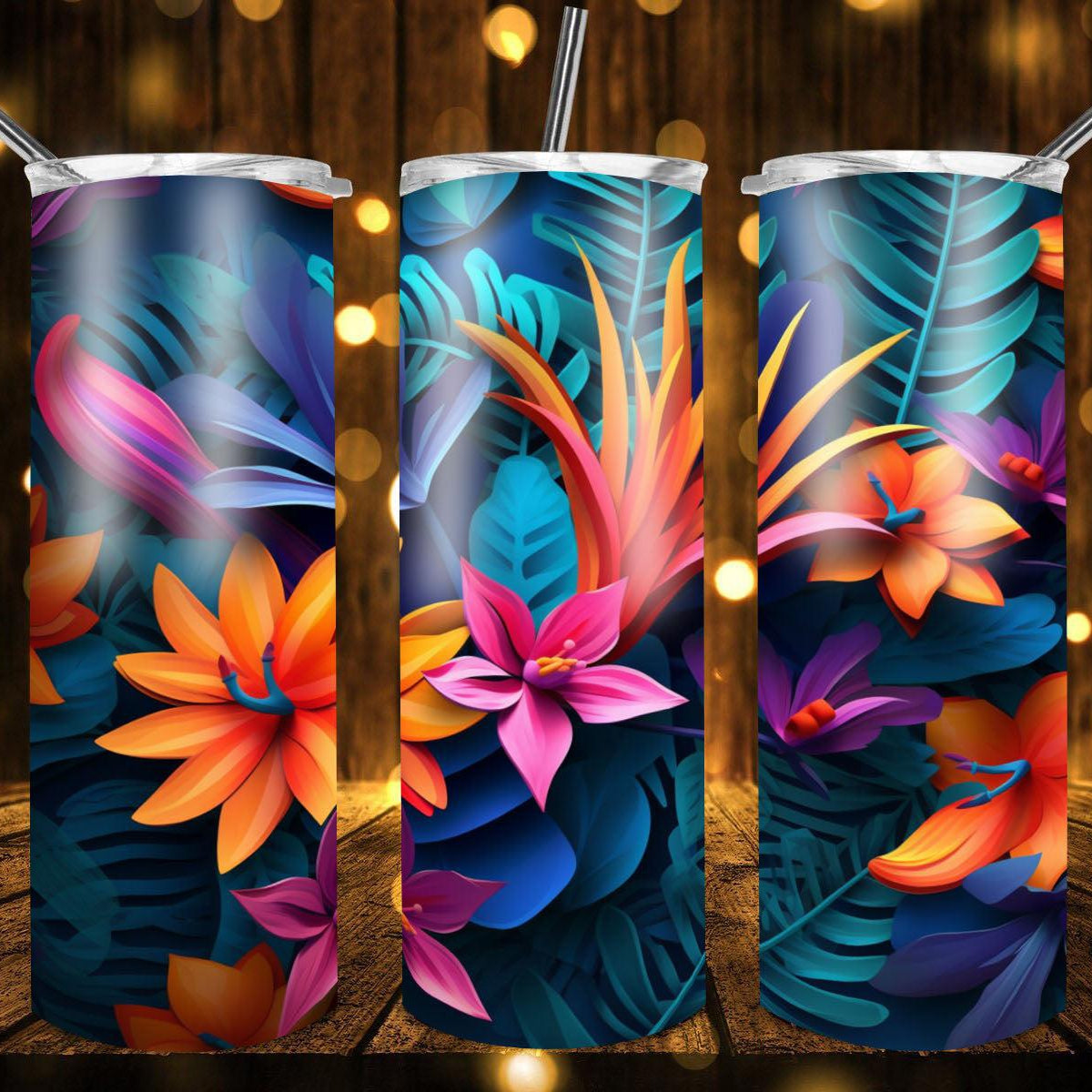 Violet Floral Lilley's Drink Tumbler