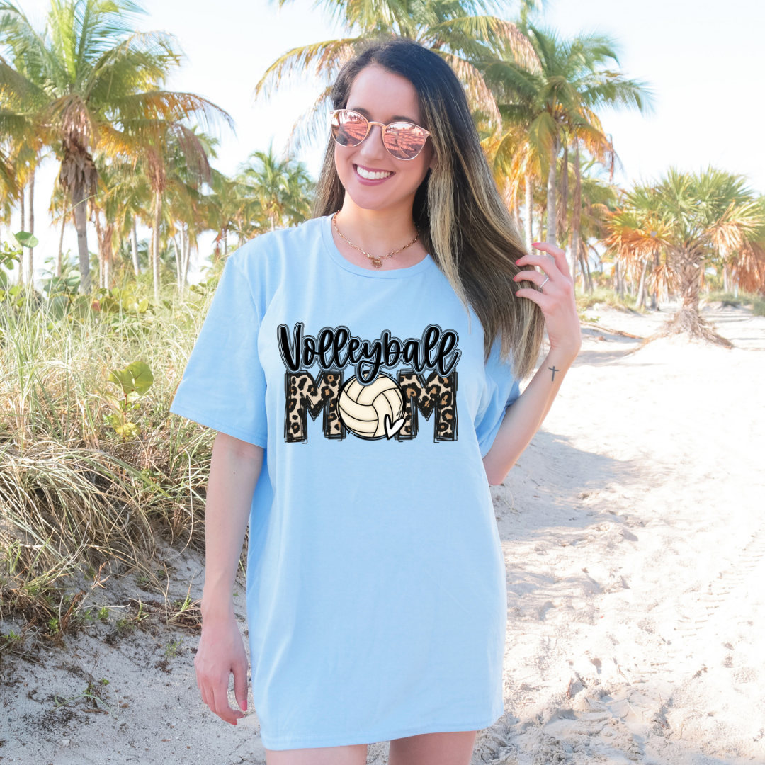 Volley Ball Mom Leopard Sports Tee