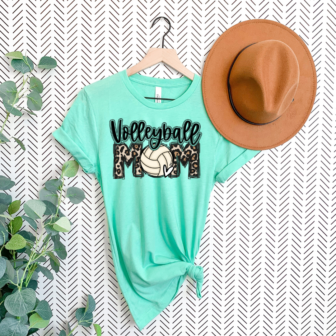 Volley Ball Mom Leopard Sports Tee