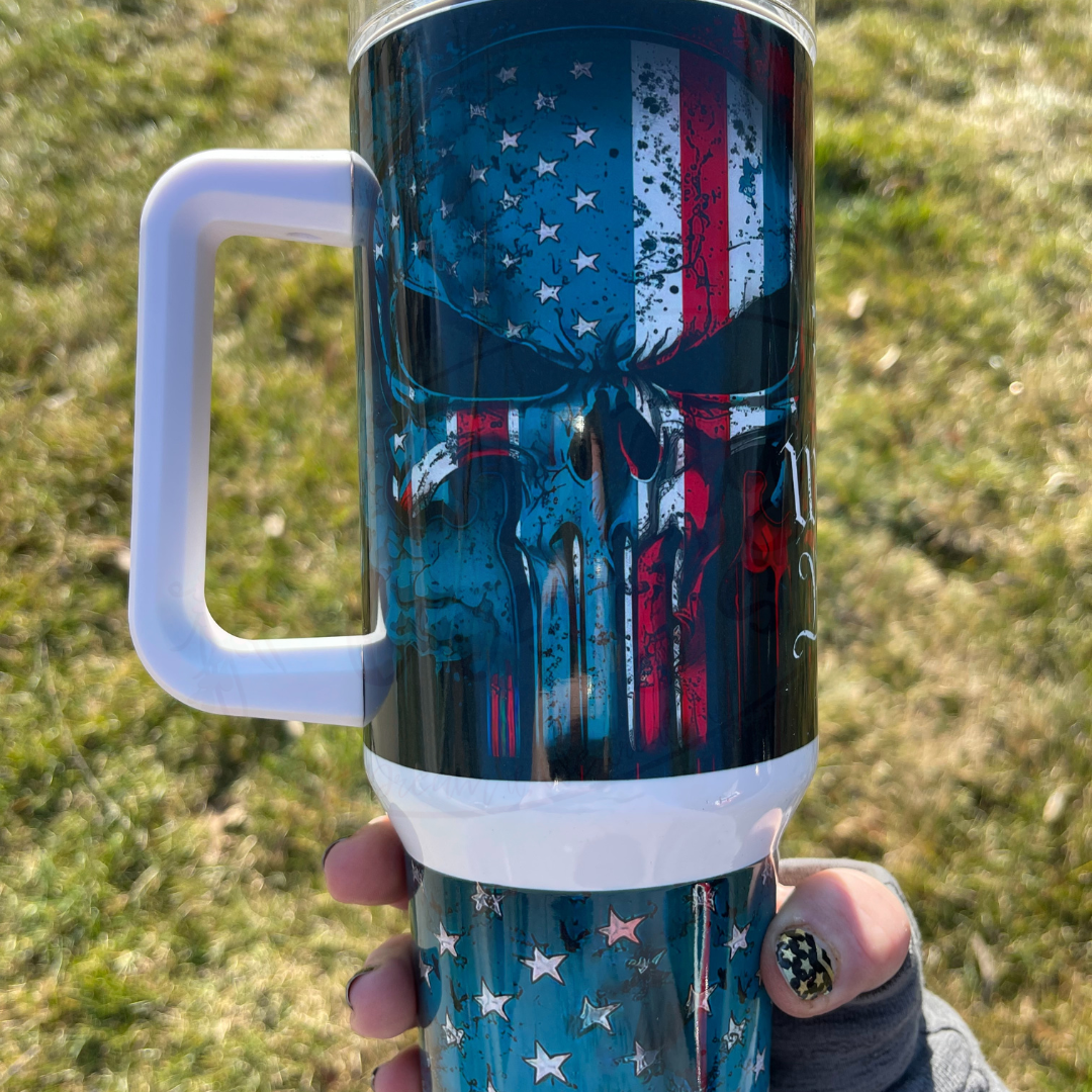 We The People Distressed Skull Teal 40 oz.Tumbler