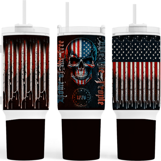 We The People Pyscho Skull Flag 40 oz Tumbler