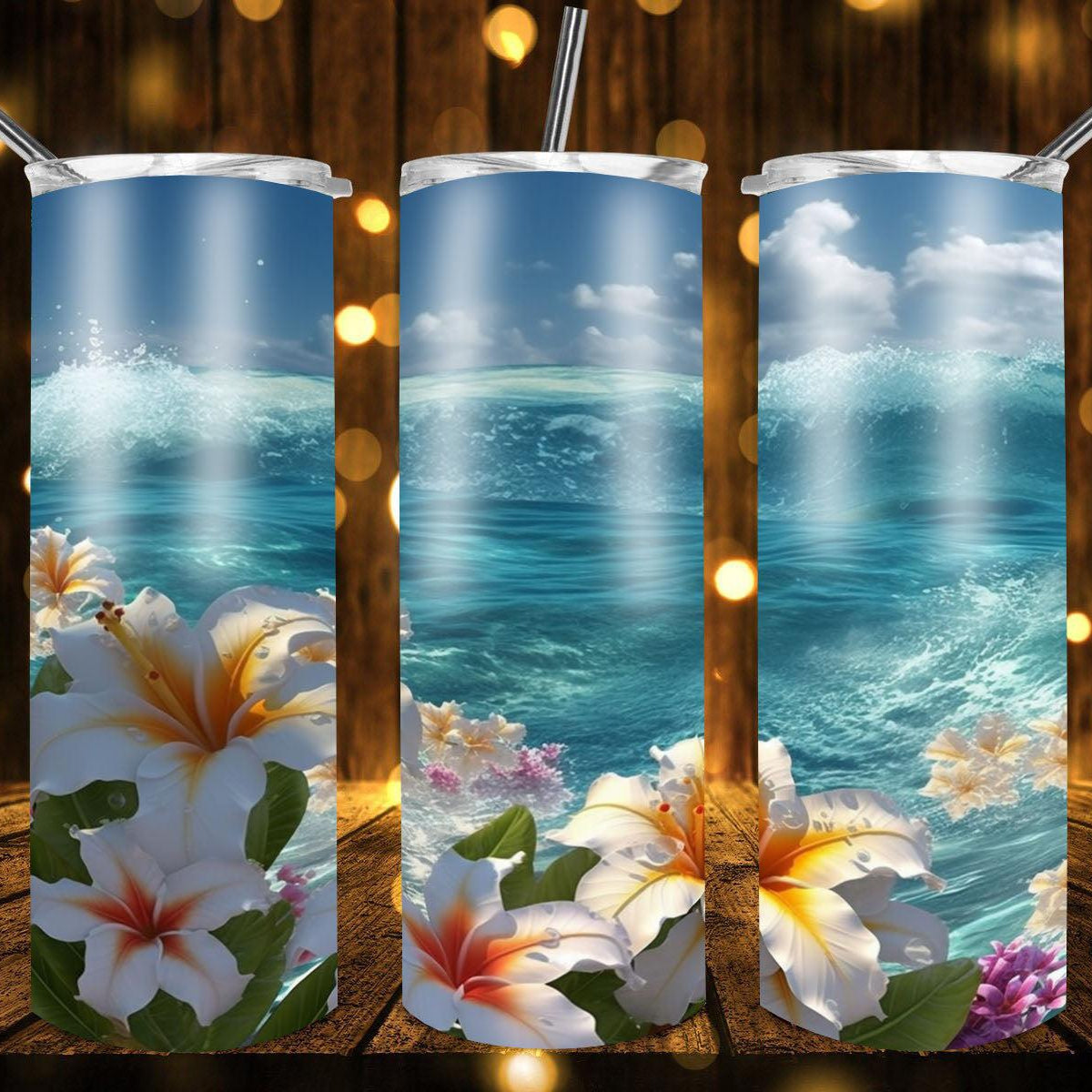 White Lilley's By The Beach Drink Tumbler