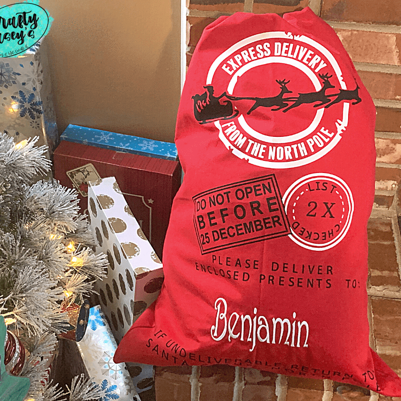 Crafty Casey's Christmas Santa Sacks 19x27 in. / Black / Adline XL- Express Delivery From North Pole Santa-Sack-Personalized-Embroidered