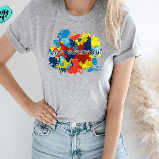 Accept Understand Love Autism Awareness Puzzle-T-shirts