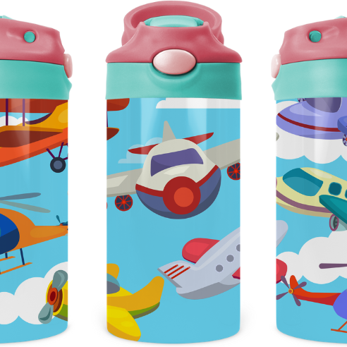 Airplane Kids 12 oz Water Bottle Flip Top
