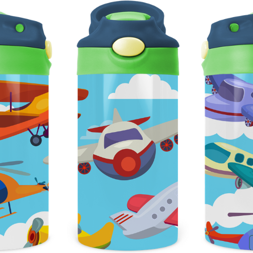 Airplane Kids 12 oz Water Bottle Flip Top