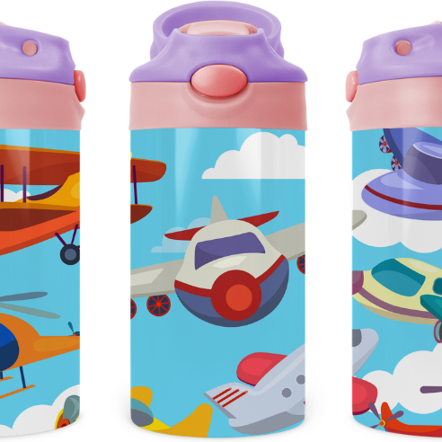 Airplane Kids 12 oz Water Bottle Flip Top