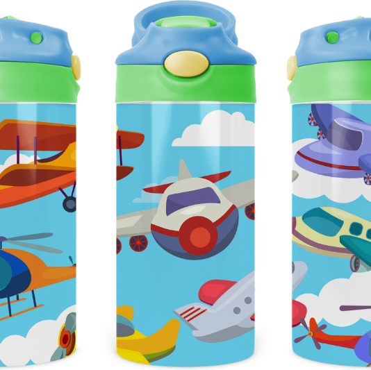 Airplane Kids 12 oz Water Bottle Flip Top