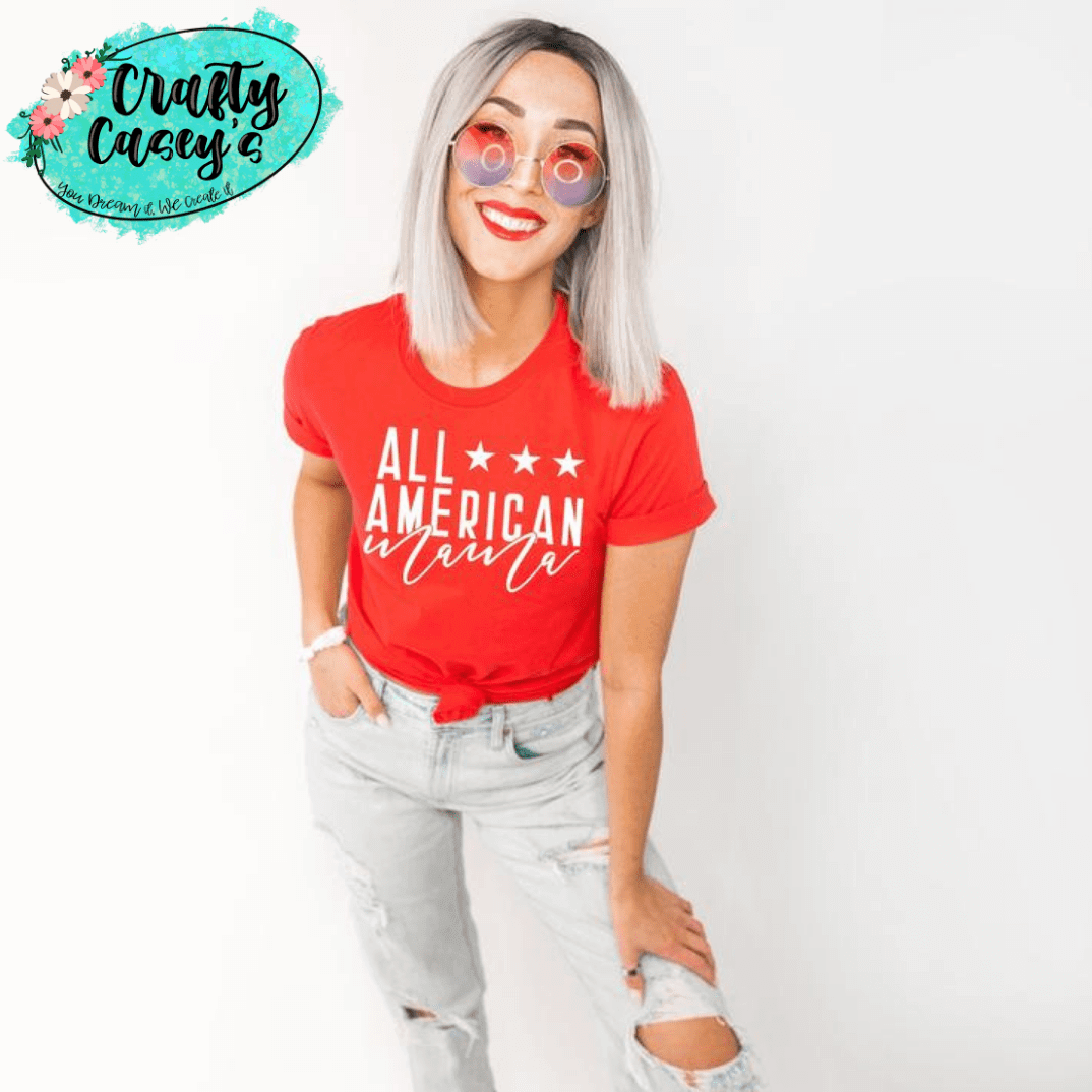 All American Mama - Patriotic USA- T-shirt