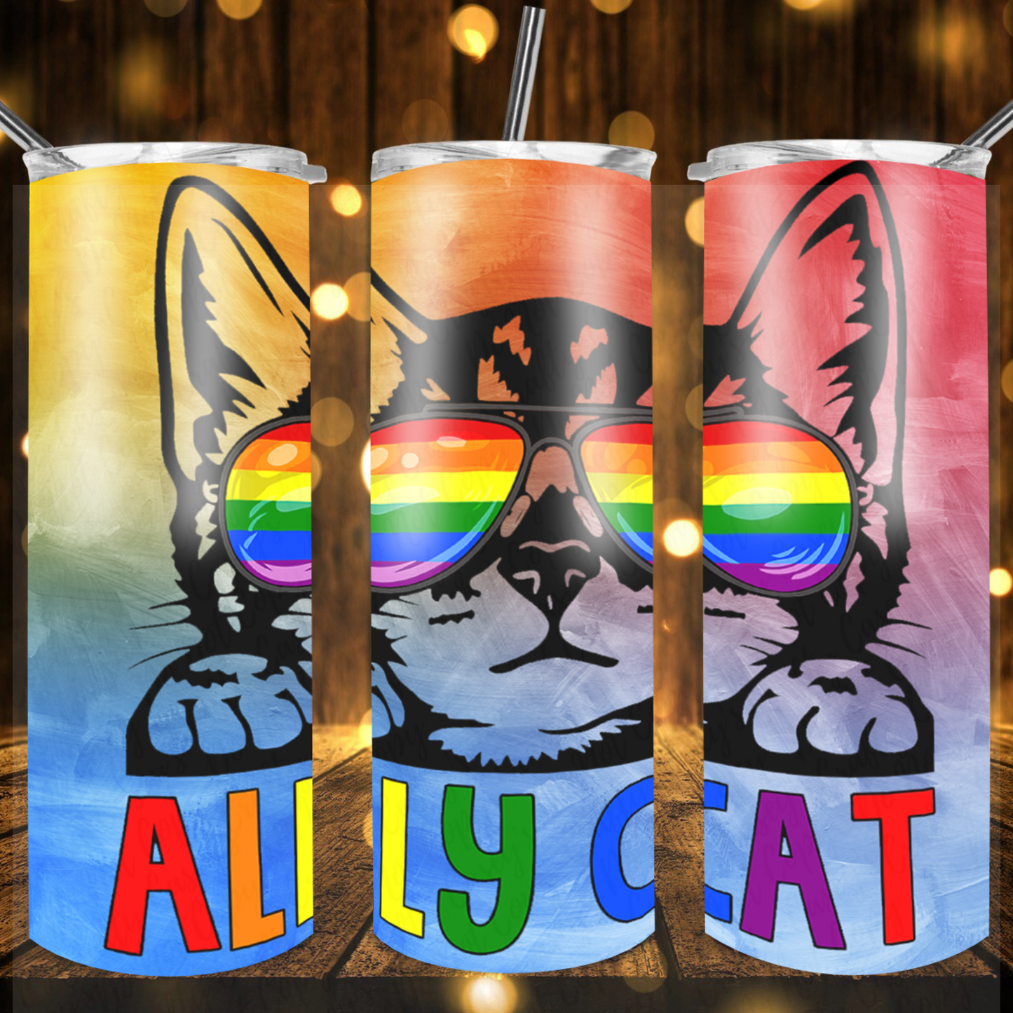 Ally Cat LBGTQ Pride -Drink Tumbler