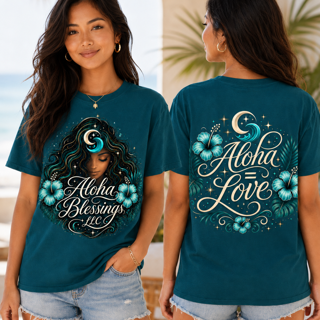 Aloha Blessings LLC Front & Back Graphic T-Shirt