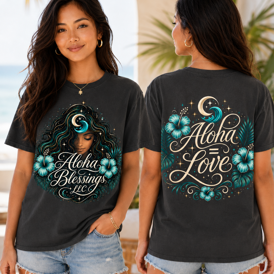 Aloha Blessings LLC Front & Back Graphic T-Shirt