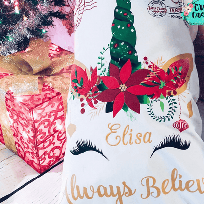 Always Believe Magical Unicorn- Santa Sack Personalized