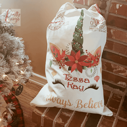 Always Believe Magical Unicorn- Santa Sack Personalized