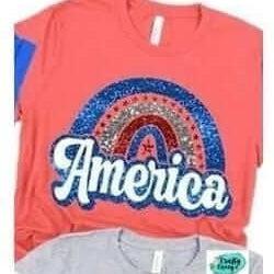 America White Rainbow-Vintage-Patriotic-T-shirt