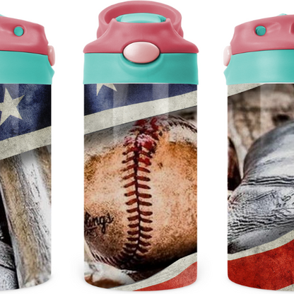 American Baseball 12 oz Water Bottle Flip Top