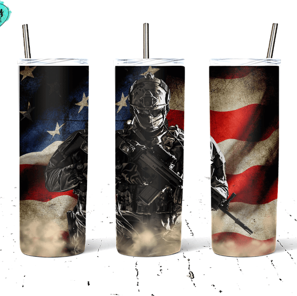 American Solider Flag Hot & Cold Drink Tumbler Crafty Casey's