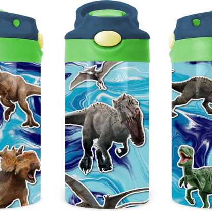 Animated Dino Kids 12 oz Water Bottle Flip Top