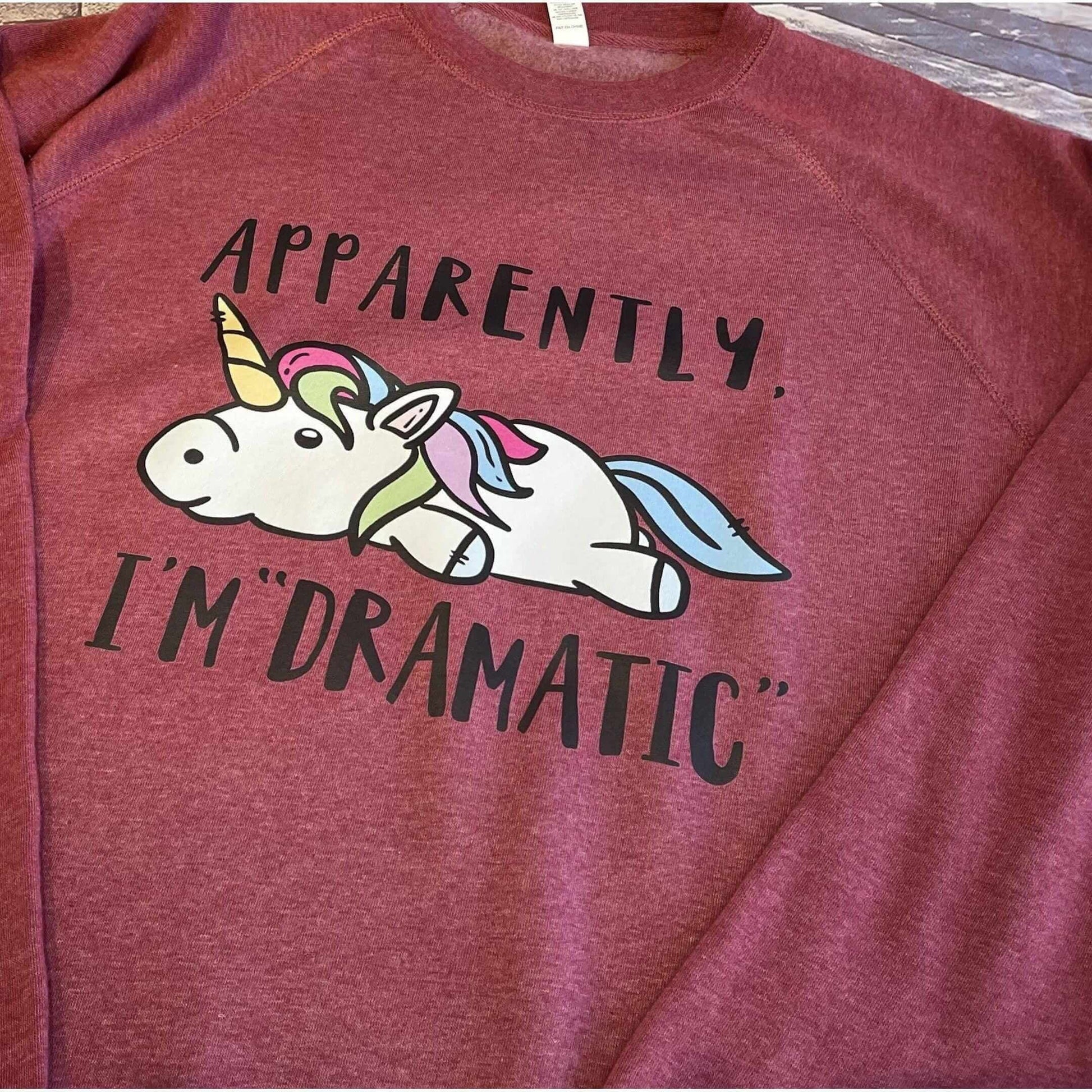 Apparently I'm Dramatic Funny Chubby Unicorn - Bella Canvas Unisex Sweatshirt Crafty Casey's